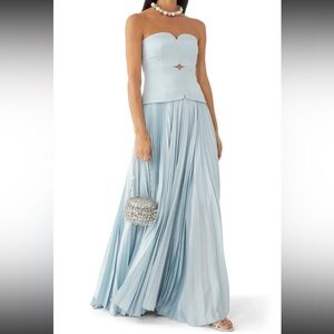 Sweetheart Neck Strapless Light Blue Pleated Gown